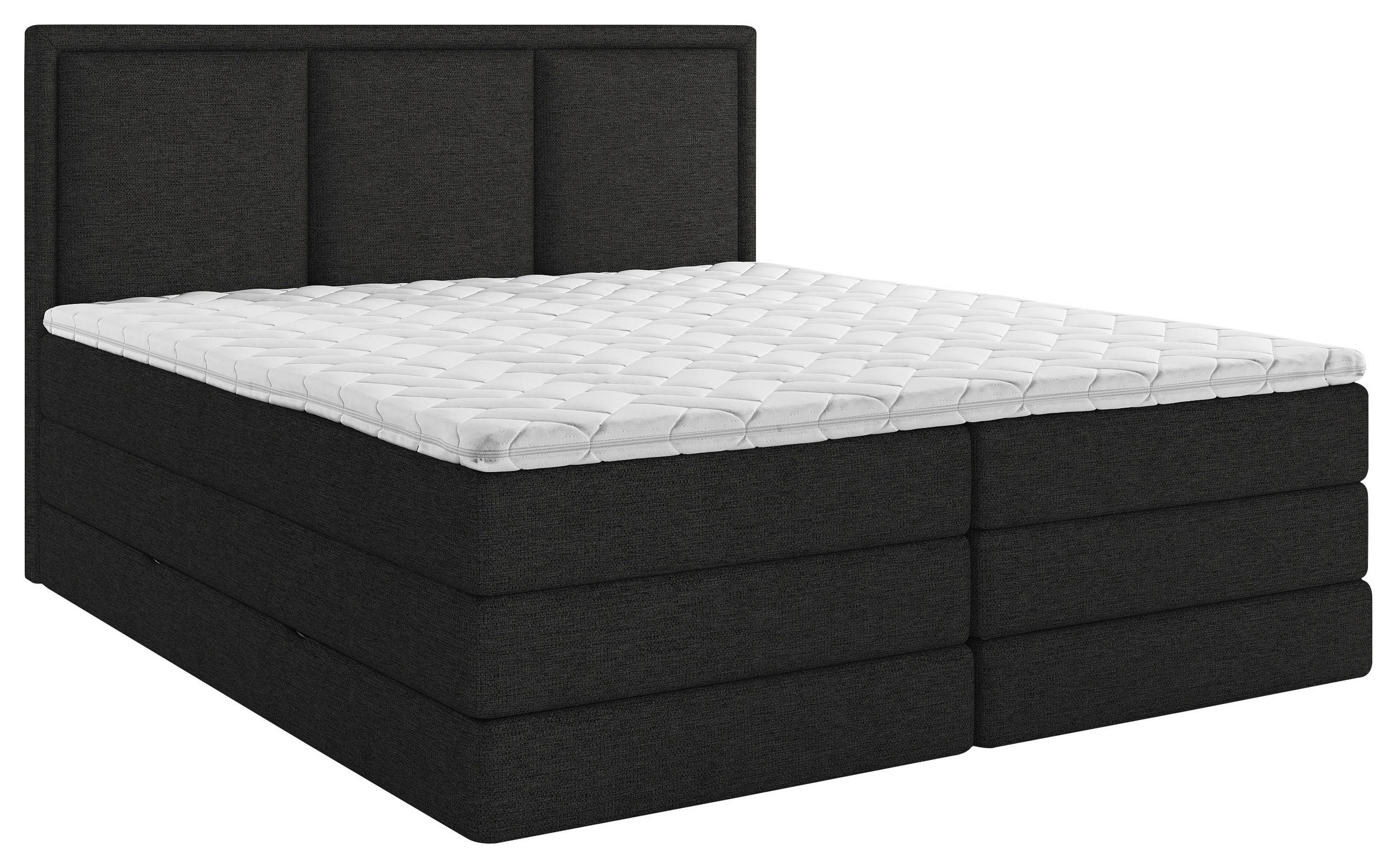 BOXSPRINGBETT 180/200 cm,  in Schwarz, Bettkasten, Topper, Matratzen, Wendematratze mit unterschiedlichen Härtegraden, H3 + H4 = fest + sehr fest  - Schwarz, Design, Kunststoff/Textil (180/200cm) - MID.YOU
