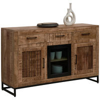 TÁLALÓSZEKRÉNY 130/80/40 cm  - natúr színű/fekete, Romantik / Landhaus, Üveg/fa (130/80/40cm) - Carryhome