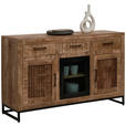 SIDEBOARD 130/80/40 cm  - Schwarz/Naturfarben, ROMANTIK / LANDHAUS, Glas/Holz (130/80/40cm) - Carryhome