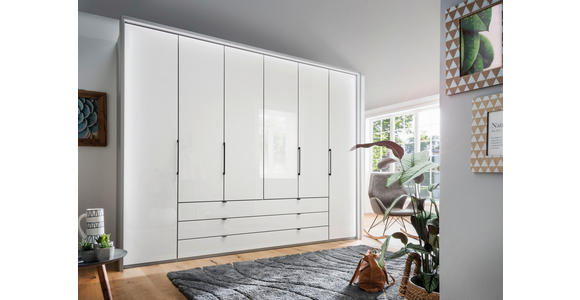 KLEIDERSCHRANK 300/236/58 cm 6-türig Grau, Weiß - Schieferfarben/Weiß, KONVENTIONELL, Glas/Holzwerkstoff (300/236/58cm) - Novel