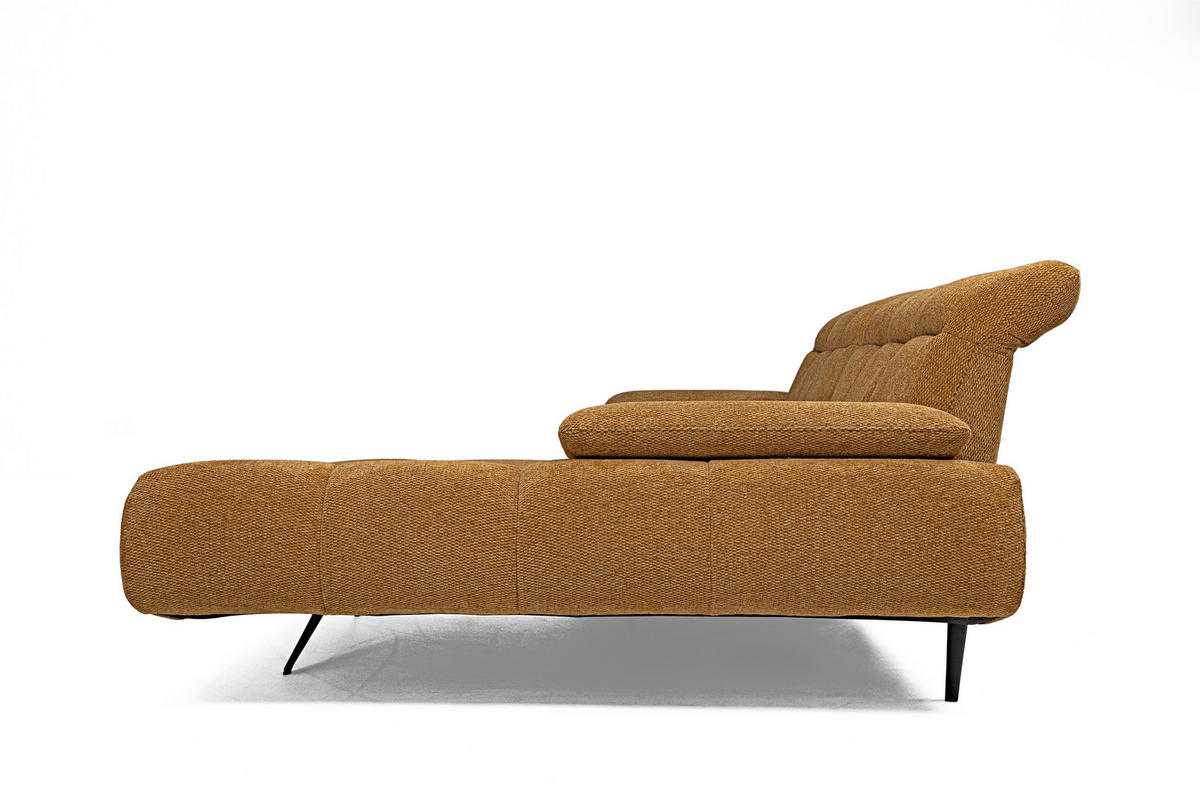 ROHOVÁ SEDAČKA, textil, medová, hořčicově žlutá - medová/černá, Design, kov/textil (286/172cm) - Welnova