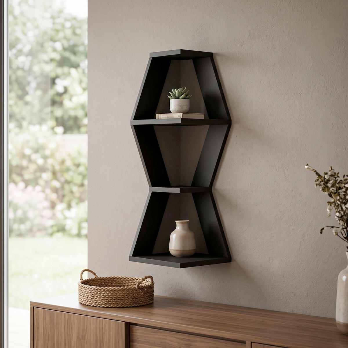 WANDBOARD Holzwerkstoff Anthrazit  - Anthrazit, Design, Holzwerkstoff (30/86/30cm) - Livetastic