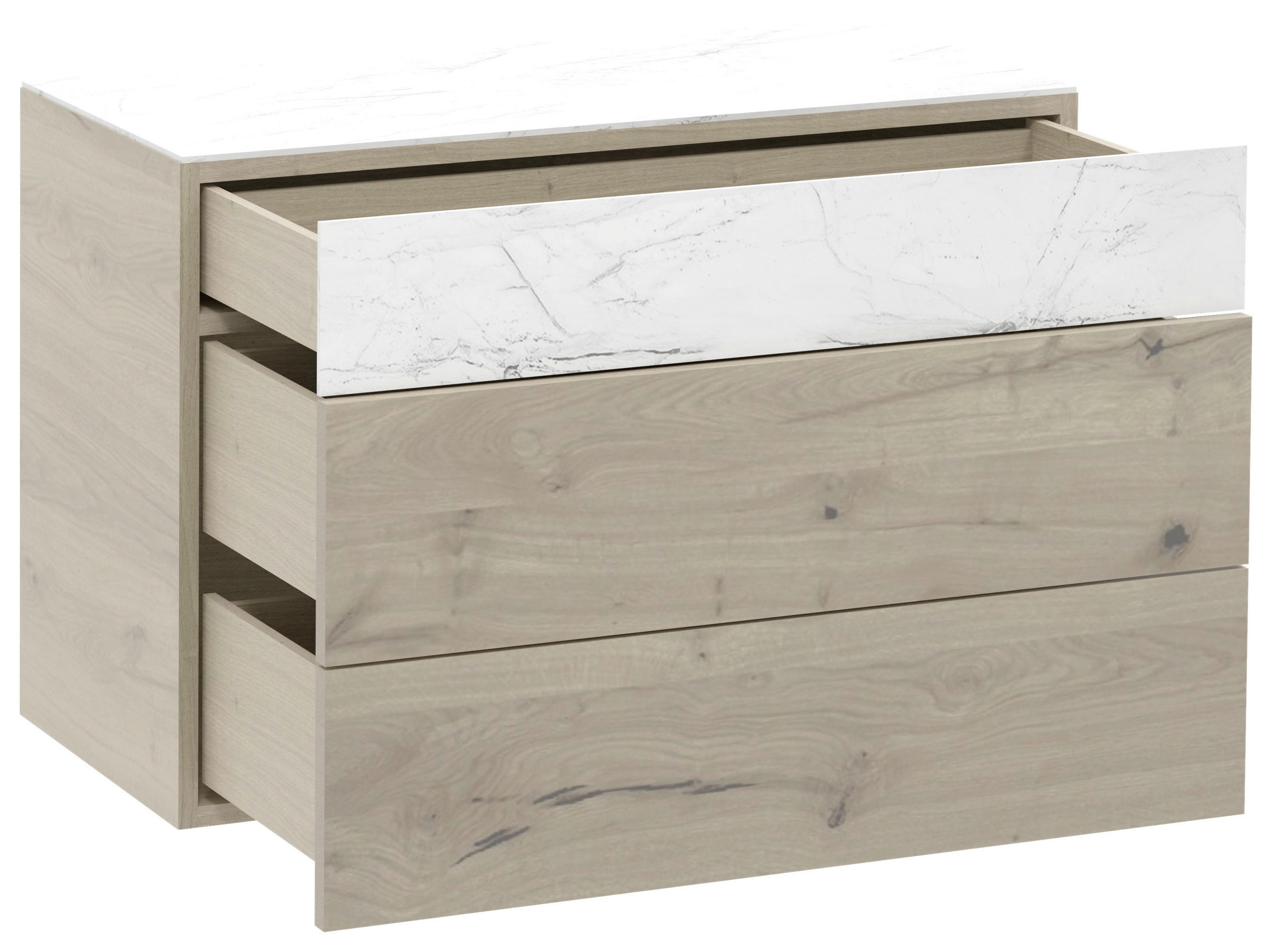 HÄNGEELEMENT Eiche furniert, mehrschichtige Massivholzplatte (Tischlerplatte) Weiß, Eichefarben  - Eichefarben/Weiß, Natur, Glas/Holz (96/64/42,6cm) - Voglauer