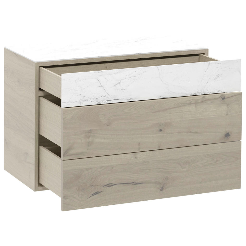 Thumbnail - Voglauer Hängeelement, Weiß, Eiche, Holz, Glas, Eiche, furniert, mehrschichtige Massivholzplatte (Tischlerplatte), 3 Sch...