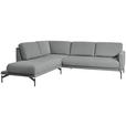 ECKSOFA in Flachgewebe, Struktur Hellgrau  - Anthrazit/Hellgrau, Design, Textil/Metall (230/254cm) - Ambiente