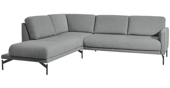 ECKSOFA in Flachgewebe, Struktur Hellgrau  - Anthrazit/Hellgrau, Design, Textil/Metall (230/254cm) - Ambiente