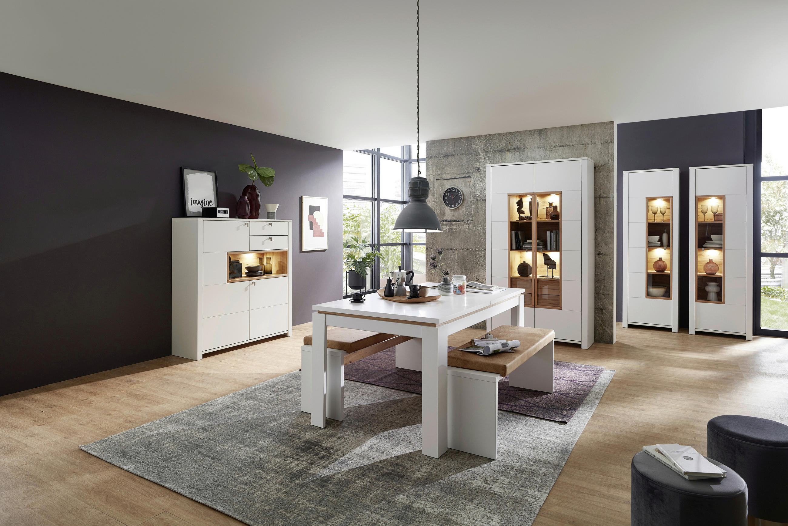 HIGHBOARD  in 132/138/41 cm  - Buchefarben/Weiß, MODERN, Holz/Holzwerkstoff (132/138/41cm) - Livetastic