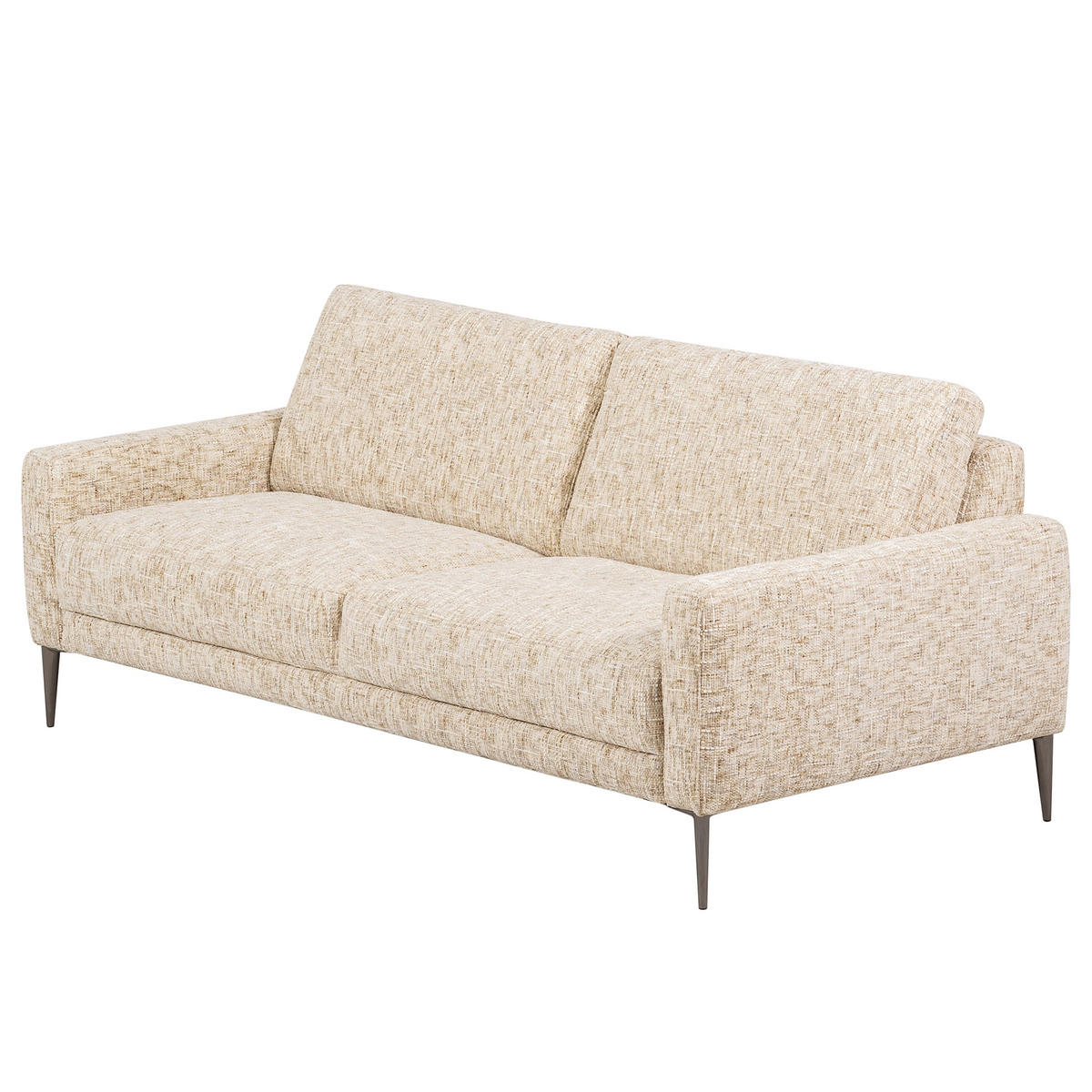 3,5-SITZER - Beige/Schwarzchrom, Design, Textil/Metall (207/85/92cm) - Livetastic