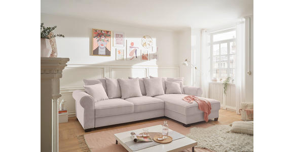 ECKSOFA Rosa Cord  - Schwarz/Rosa, KONVENTIONELL, Kunststoff/Textil (318/197cm) - Hom`in