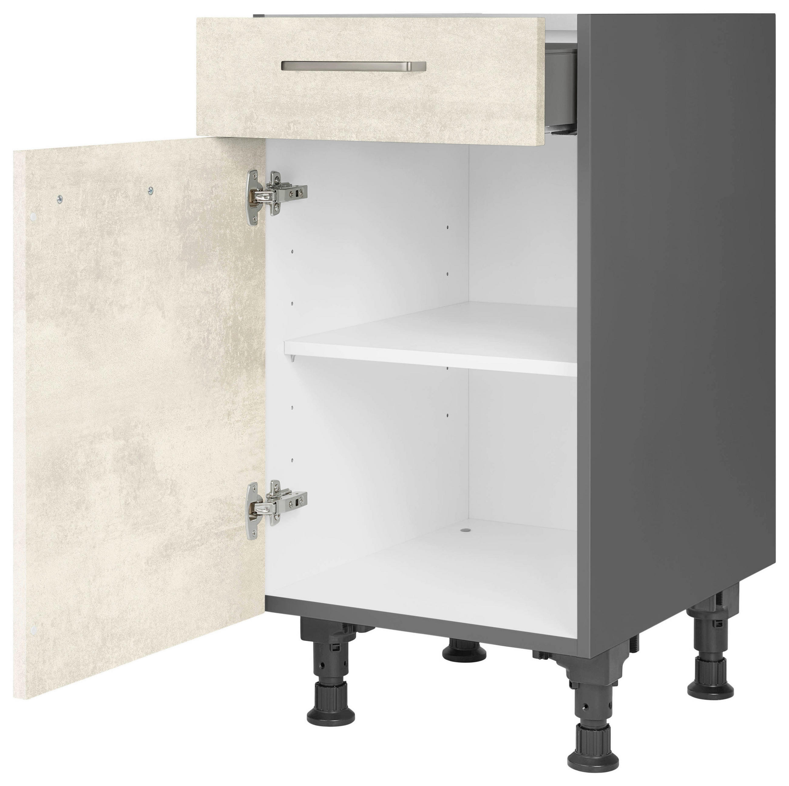 SCHUBKASTENUNTERSCHRANK 45/87/56 cm  in Weiß  - Schieferfarben/Edelstahlfarben, MODERN, Holzwerkstoff/Metall (45/87/56cm) - Nobilia