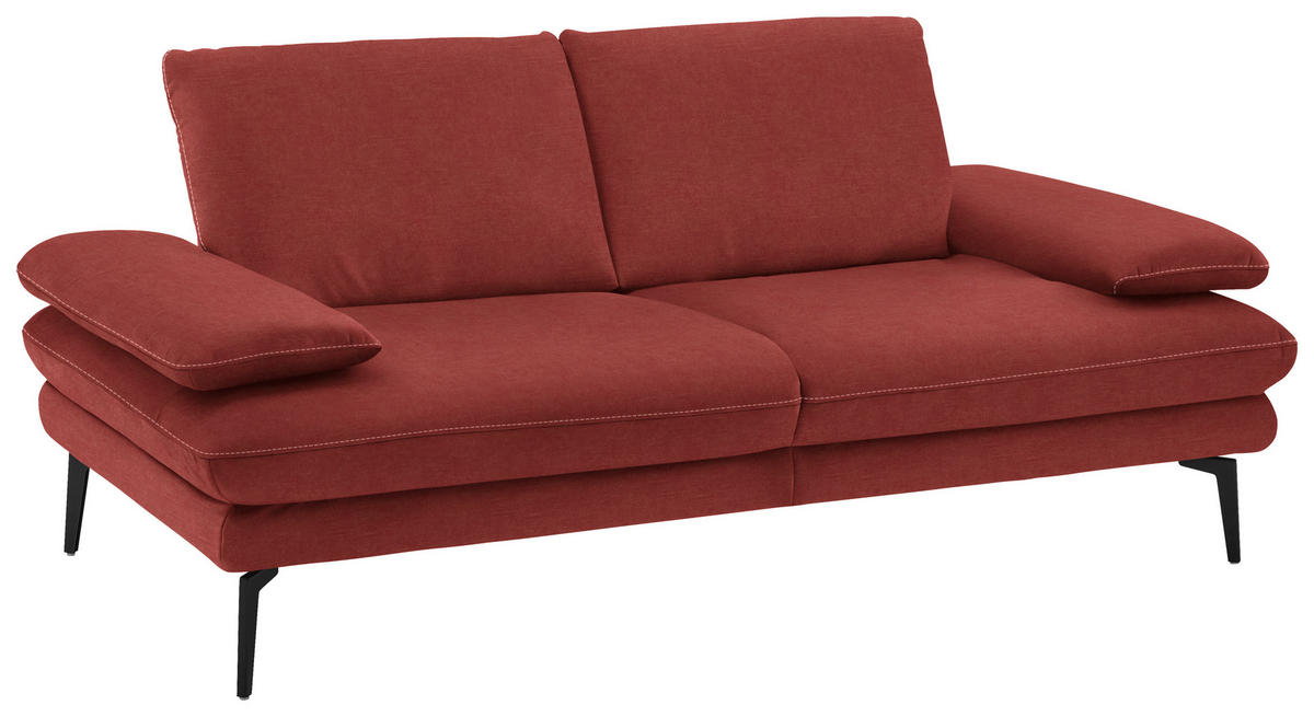 2,5-SITZER in Velours Koralle  - Koralle/Beige, Design, Textil/Metall (196/89/104cm) - Dieter Knoll