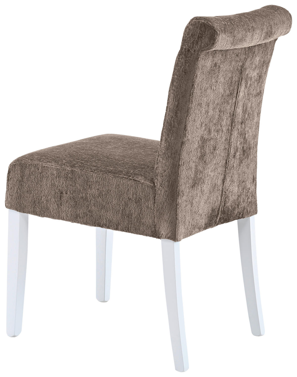 STUHL Chenille Taupe Buche massiv  - Taupe/Weiß, KONVENTIONELL, Holz/Textil (46,5/91/65cm) - Cantus