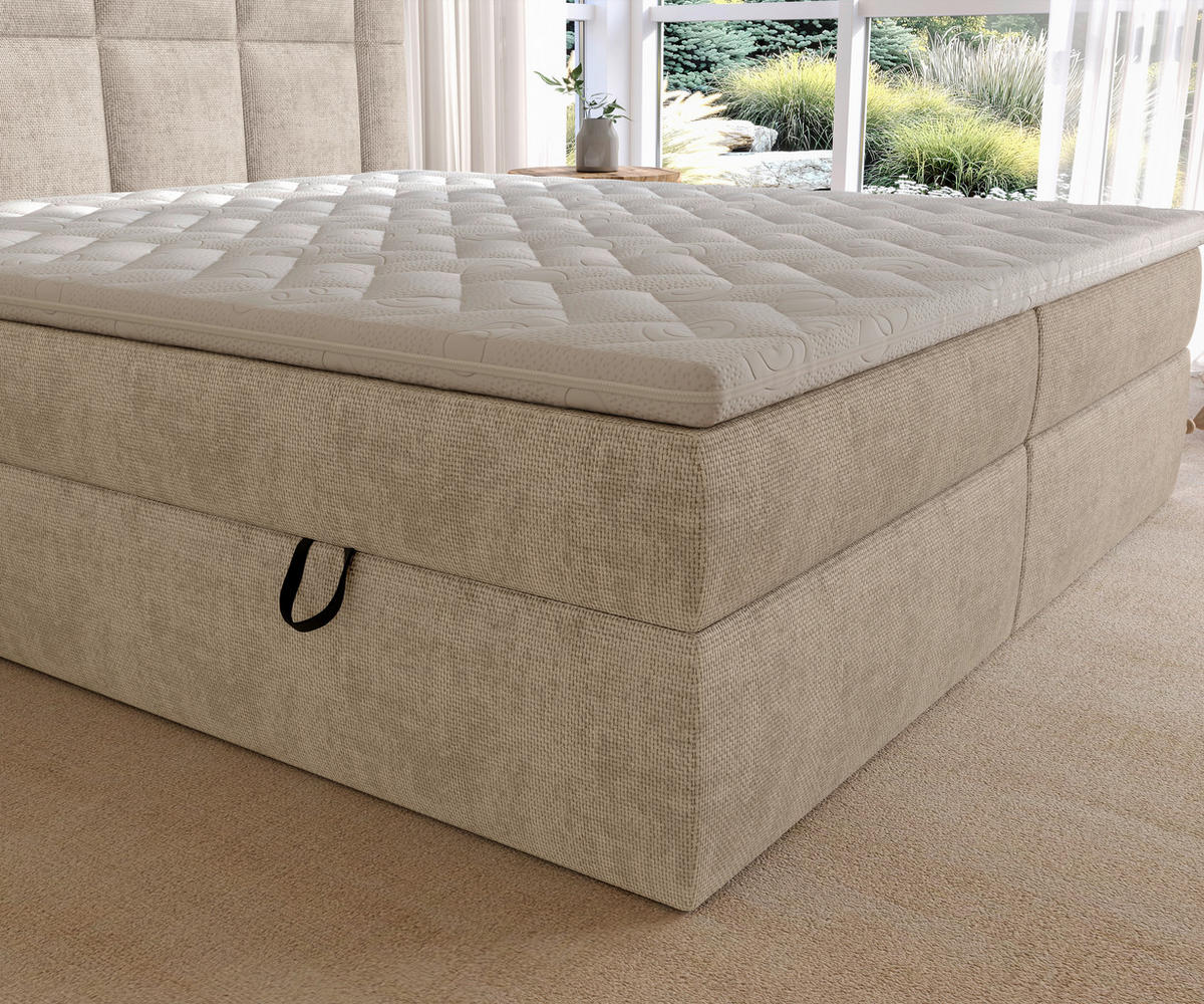 BOXBETT 180/200 cm  in Beige  - Beige/Schwarz, MODERN, Holz/Holzwerkstoff (180/200cm) - Boxxx
