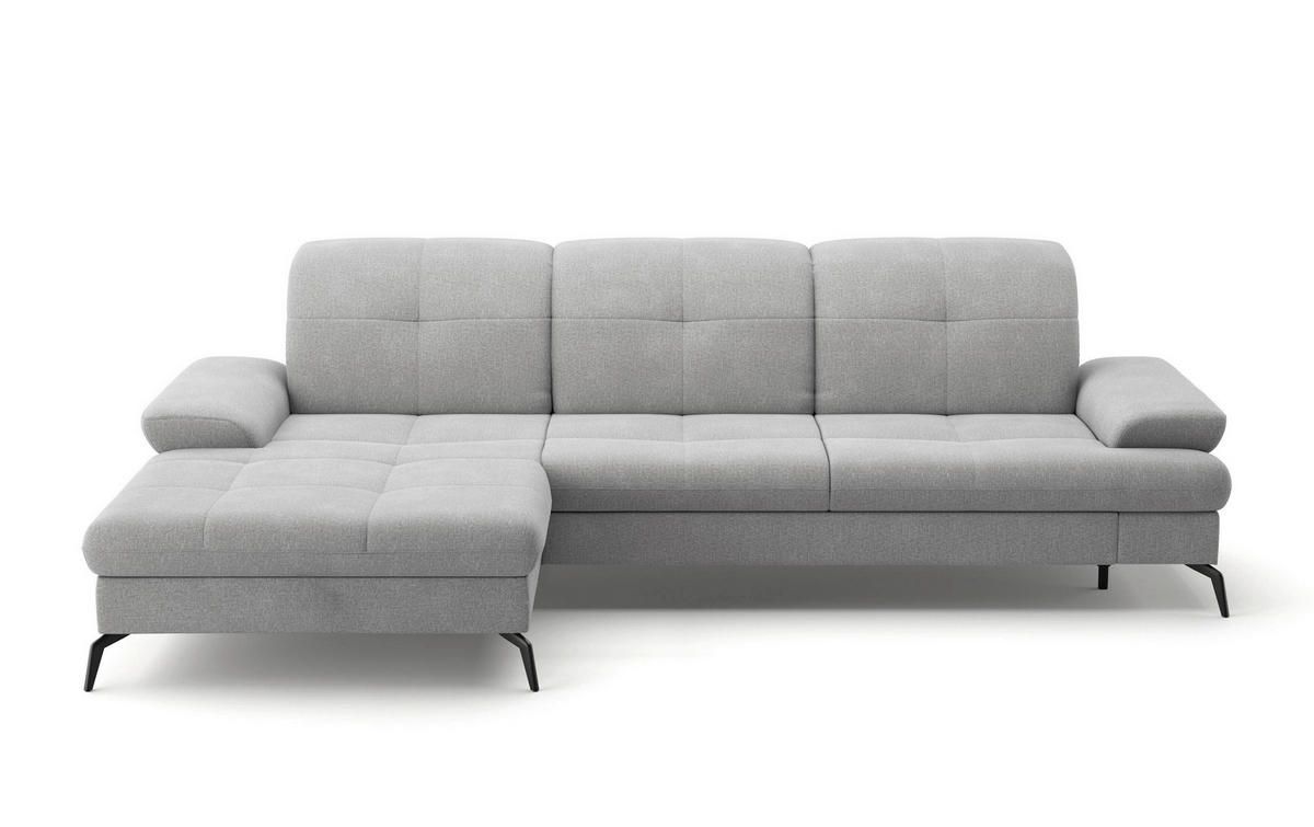 ECKSOFA in Flachgewebe Hellgrau  - Hellgrau/Schwarz, Konventionell, Textil/Metall (185/279cm) - Sit & More