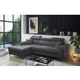 ECKSOFA Anthrazit Chenille Zierkissen, Bettkasten, Rücken echt, Kopfteilverstellung, Sitztiefenverstellung  - Anthrazit/Schwarz, KONVENTIONELL, Kunststoff/Textil (172/268cm) - Carryhome