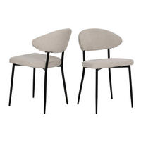 STUHL-SET 2 Stück  Struktur  Schwarz, Beige  - Beige/Schwarz, MODERN, Textil/Metall (56/82/53cm) - MID.YOU