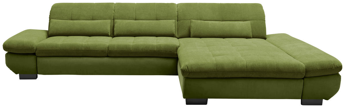SEDEŽNA GARNITURA, gladka tkanina zelena  - črna/zelena, Design, kovina/tekstil (341/204cm) - Xora