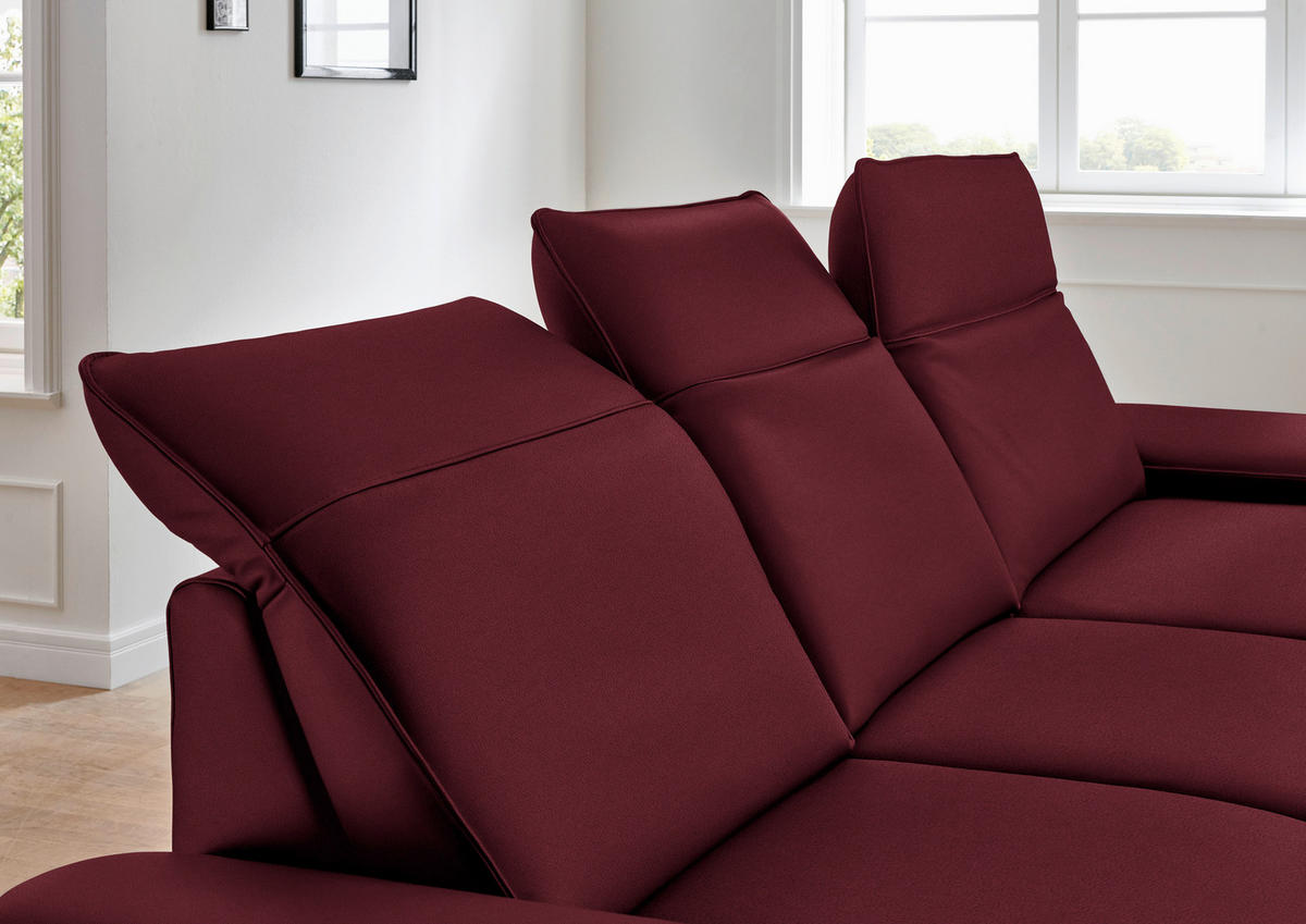 ECKSOFA in Echtleder Weinrot  328/193 cm  - Weinrot/Schwarz, Design, Leder/Metall (328/193cm) - Dieter Knoll
