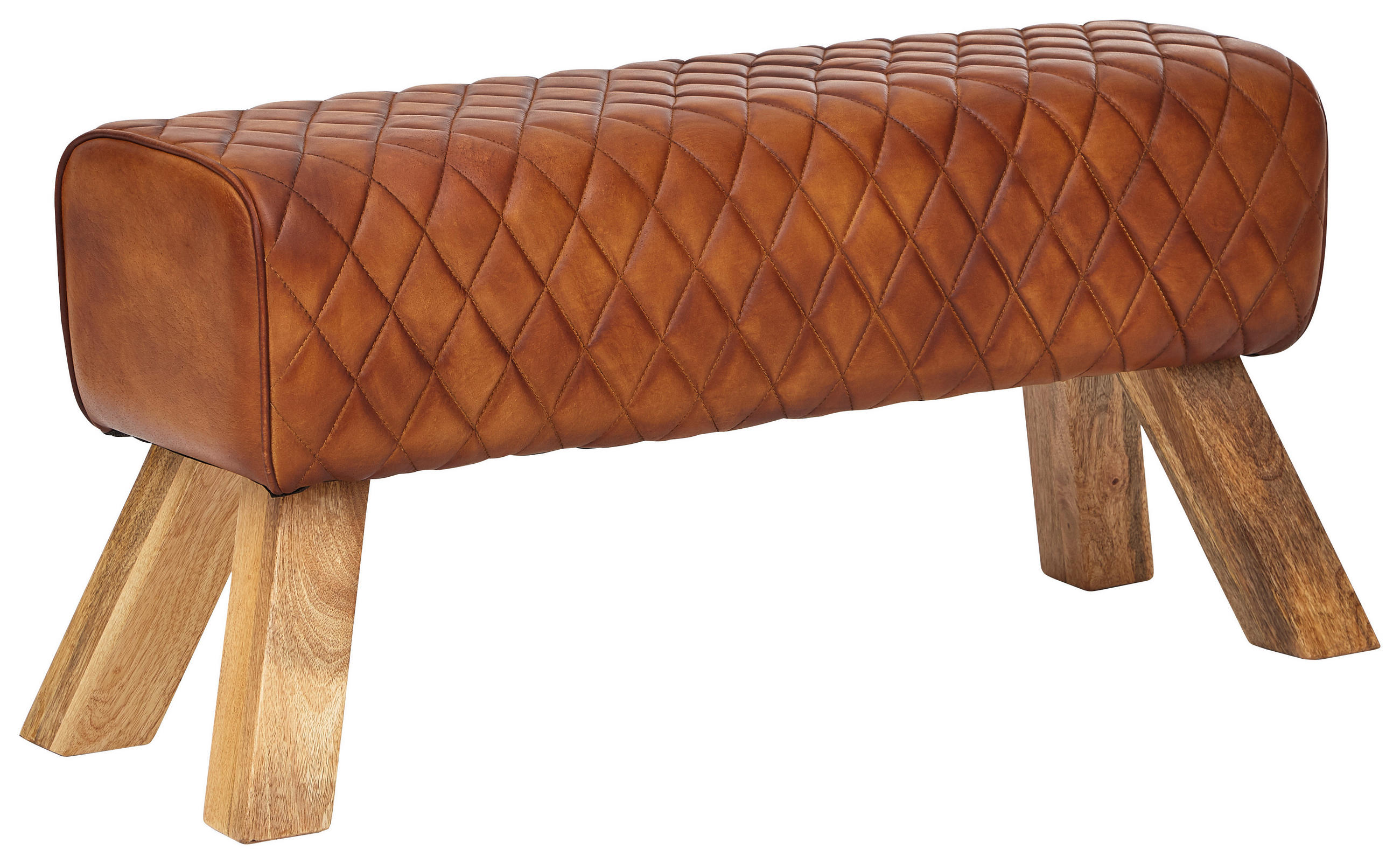 KLOP BREZ NASLONA, usnje rjava  - naravne barve/rjava, Moderno, les/usnje (89/46/35cm) - MID.YOU