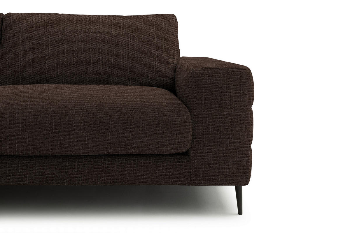 ECKSOFA in Flachgewebe Dunkelbraun  - Dunkelbraun/Schwarz, Design, Textil/Metall (177/253cm) - Dieter Knoll