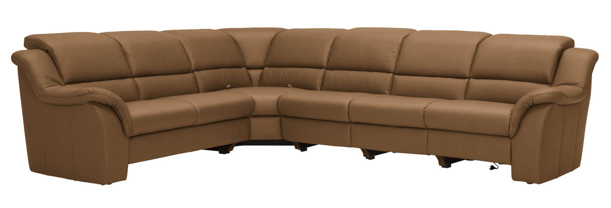 ECKSOFA  in Echtleder Haselnussfarben  260/324 cm  - Schwarz/Haselnussfarben, KONVENTIONELL, Leder/Kunststoff (260/324cm) - Cantus