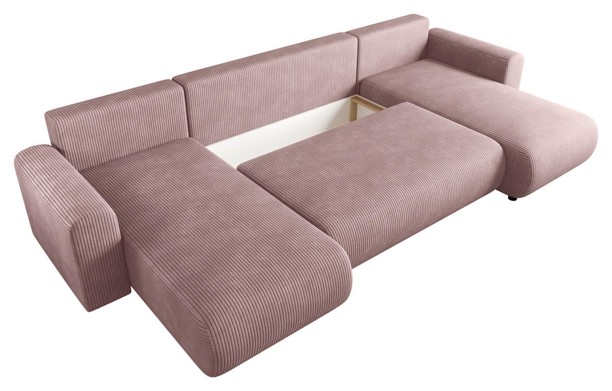 WOHNLANDSCHAFT  in Cord Rosa  - Schwarz/Rosa, KONVENTIONELL, Textil (152/318/152cm) - Xora