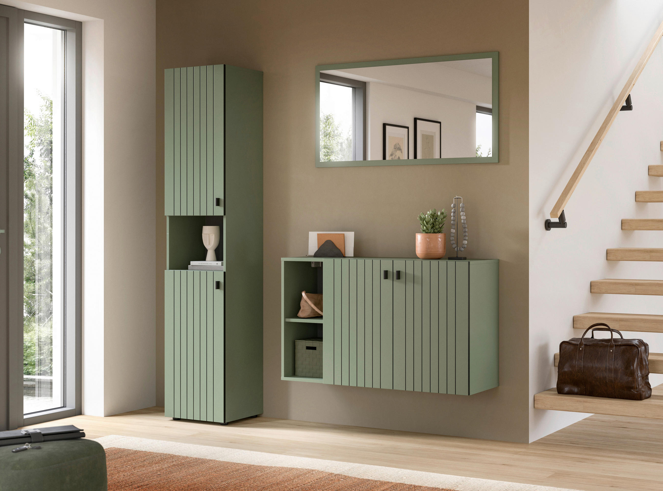 Thumbnail - Mid.you Garderobenschrank, Graugrün, Metall, 5 Fächer, 40x192x37 cm, FSC Mix, Garderobe, Garderobenschränke, Garderobens...