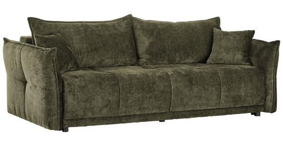 BOXSPRINGSOFA in Chenille Dunkelgrün  - Dunkelgrün/Schwarz, MODERN, Kunststoff/Textil (235/95/108cm) - Hom`in