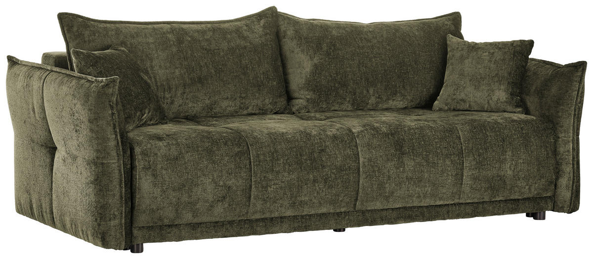 BOXSPRINGSOFA in Chenille Dunkelgrün  - Dunkelgrün/Schwarz, Modern, Kunststoff/Textil (235/95/108cm) - Hom`in