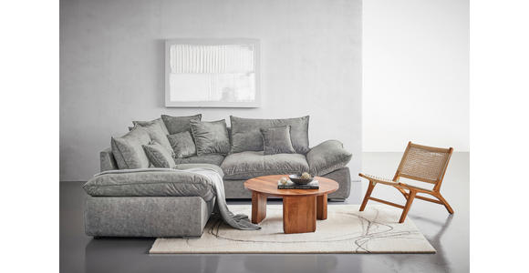 ECKSOFA Grau Velours - Chromfarben/Grau, KONVENTIONELL, Kunststoff/Textil (247/247cm) - Carryhome