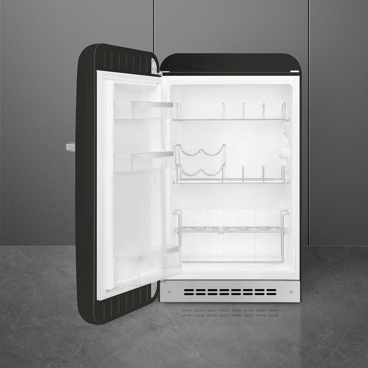 KÜHLSCHRANK 54.5/97.0/70.1 cm  - Schwarz Hochglanz, Trend, Metall (54.5/97.0/70.1cm) - SMEG