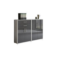 AKTENSCHRANK 168,8/113,6/33 cm  - Anthrazit Hochglanz/Grau, MODERN, Holzwerkstoff (168,8/113,6/33cm) - MID.YOU