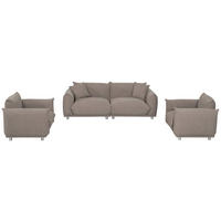 SITZGARNITUR Webstoff Taupe  - Taupe/Silberfarben, Trend, Textil/Metall (218/103/75/87cm) - Livetastic