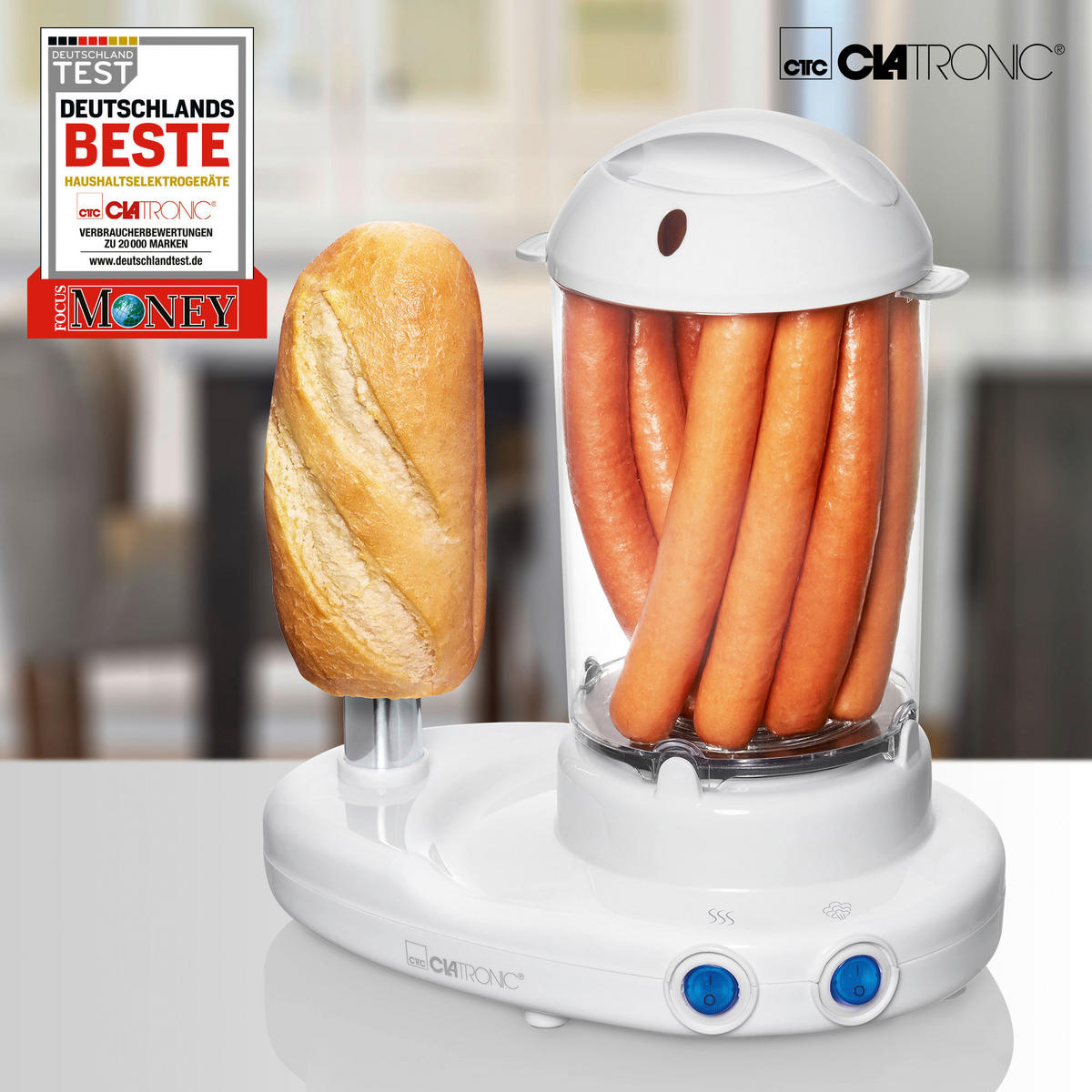 HOTDOG-MASCHINE  - Weiß, LIFESTYLE, Kunststoff (24/27/16cm) - Clatronic