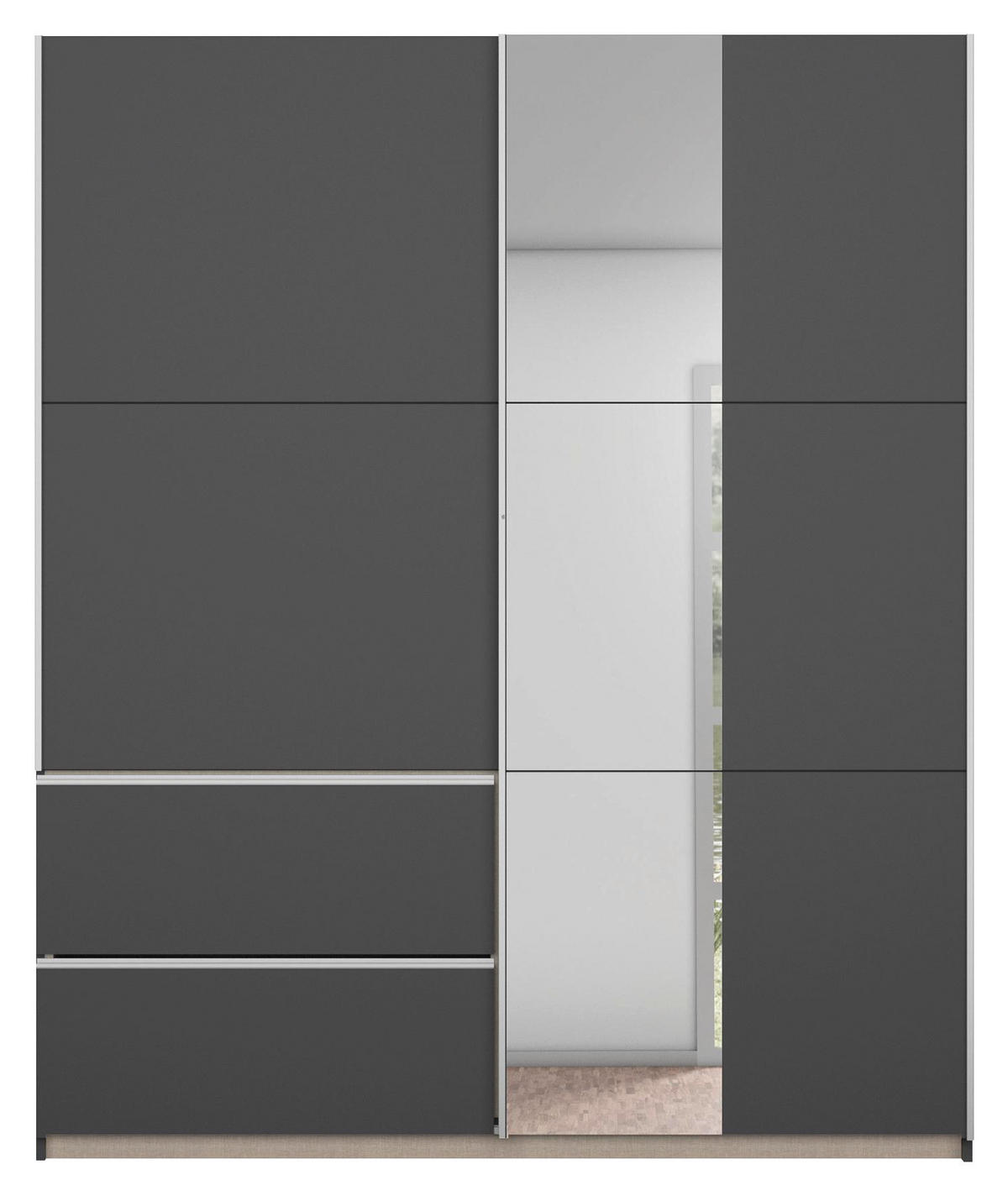 SCHIEBETÜRENSCHRANK 175/210/59 cm 2-türig Grau  - Alufarben/Grau, Design, Holzwerkstoff/Metall (175/210/59cm) - Rauch Möbel