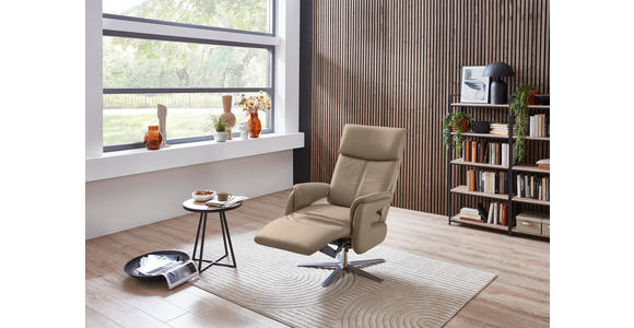 RELAXSESSEL in Leder Hellbraun - Hellbraun/Edelstahlfarben, Design, Leder/Metall (70/124/85cm) - Cantus