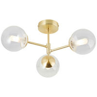 PLAFONJERA ZA KUPATILA - providno/zlatna, Lajfstajl, staklo/metal (49/21/49cm)