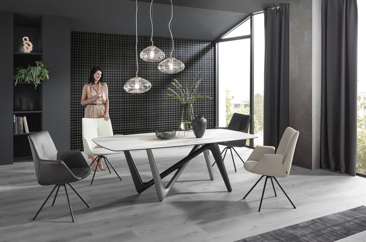 ESSTISCH in Kunststoff, Keramik 220/110/75 cm   - Weiss/Anthrazit, Design, Keramik/Kunststoff (220/110/75cm) - Dieter Knoll