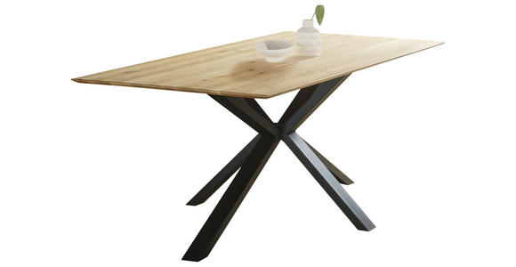 ESSTISCH Schwarz, Eichefarben rechteckig  in verschiedenen Größen erhältlich, Variantenauswahl  - Eichefarben/Schwarz, LIFESTYLE, Holz/Metall (160/90/75cm) - Linea Natura