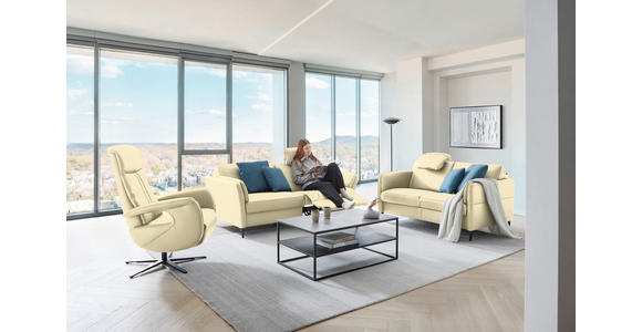 3-SITZER-SOFA in Leder Creme  - Creme/Schwarz, Design, Leder/Metall (190/84/99cm) - Dieter Knoll