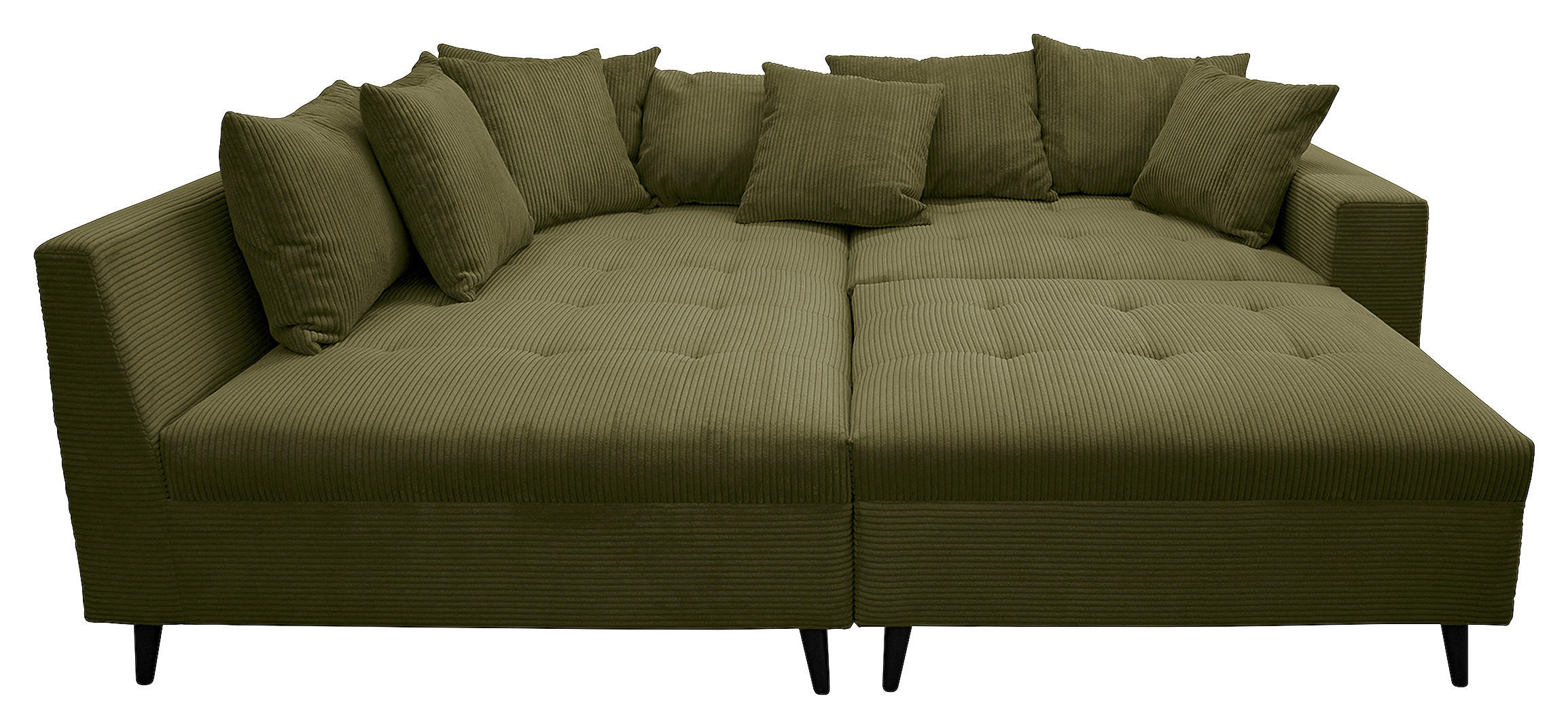 Ecksofa inkl. Hocker Olivgrün Cord  - Schwarz/Olivgrün, Design, Holz/Textil (174/247cm) - MID.YOU