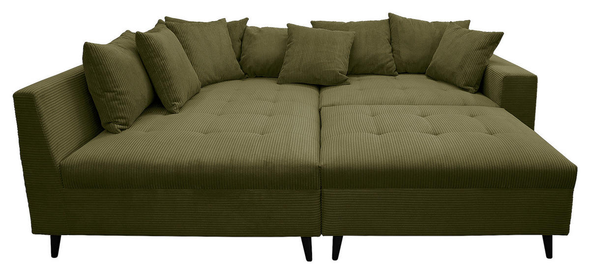KUTNA GARNITURA tekstil  maslinasto zelena   - maslinasto zelena/crna, Design, tekstil/drvo (174/247cm) - MID.YOU