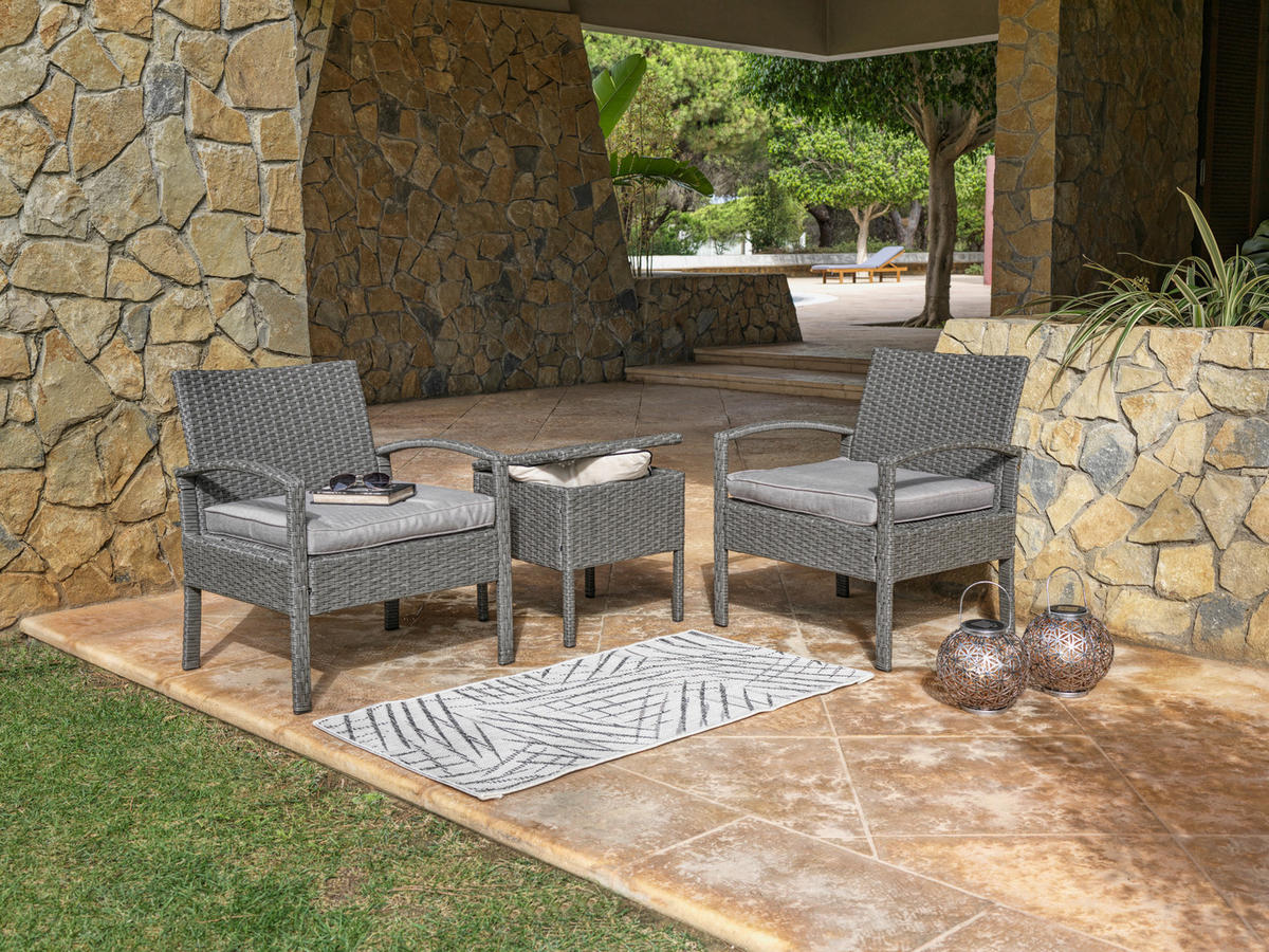 BALKONSET  - Dunkelgrau/Grau, MODERN, Kunststoff/Textil - Ambia Garden