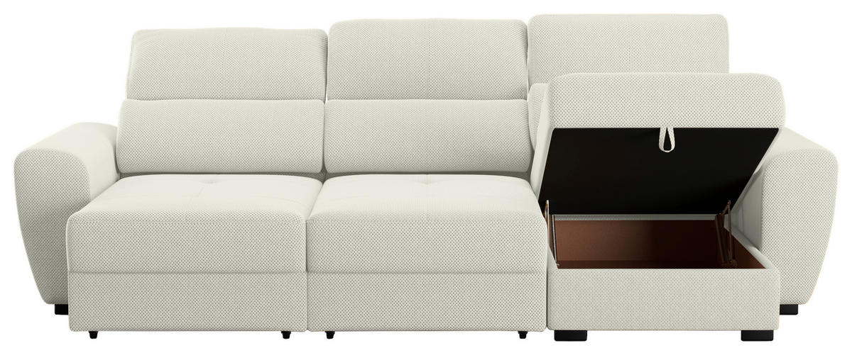 ECKSOFA in Velours Creme  - Creme/Schwarz, Konventionell, Kunststoff/Textil (285/177cm) - MID.YOU