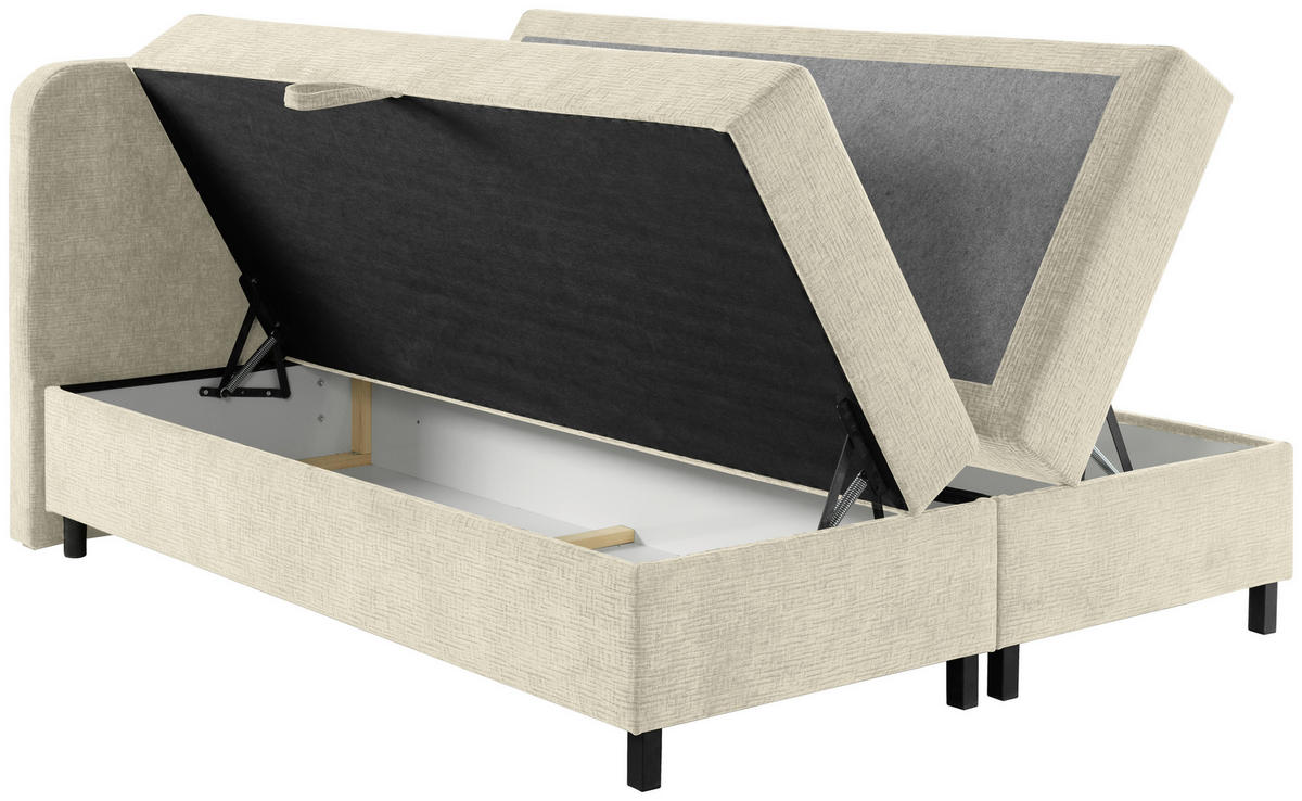BOXBETT 180/200 cm  in Creme  - Creme/Schwarz, Modern, Holz/Kunststoff (180/200cm) - MID.YOU