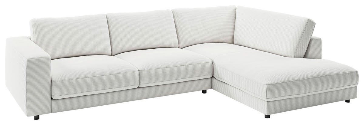 ECKSOFA in Cord Weiss  - Weiss/Schwarz, Design, Kunststoff/Textil (325/224cm) - Pure Home Lifestyle