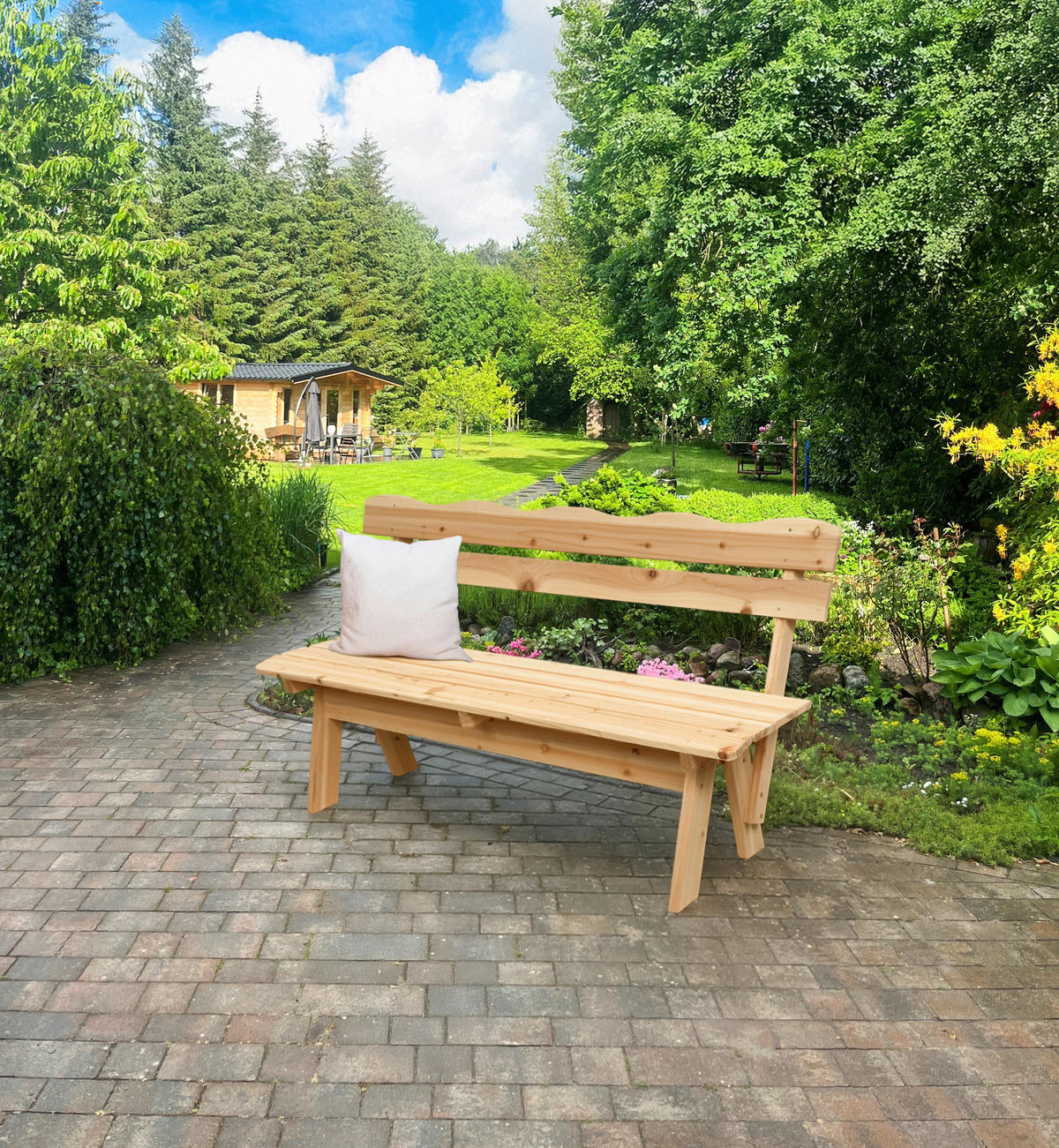 GARTENBANK 62/82,5/150 cm  in Naturfarben  - Naturfarben, MODERN, Holz (62/82,5/150cm) - Gardenson