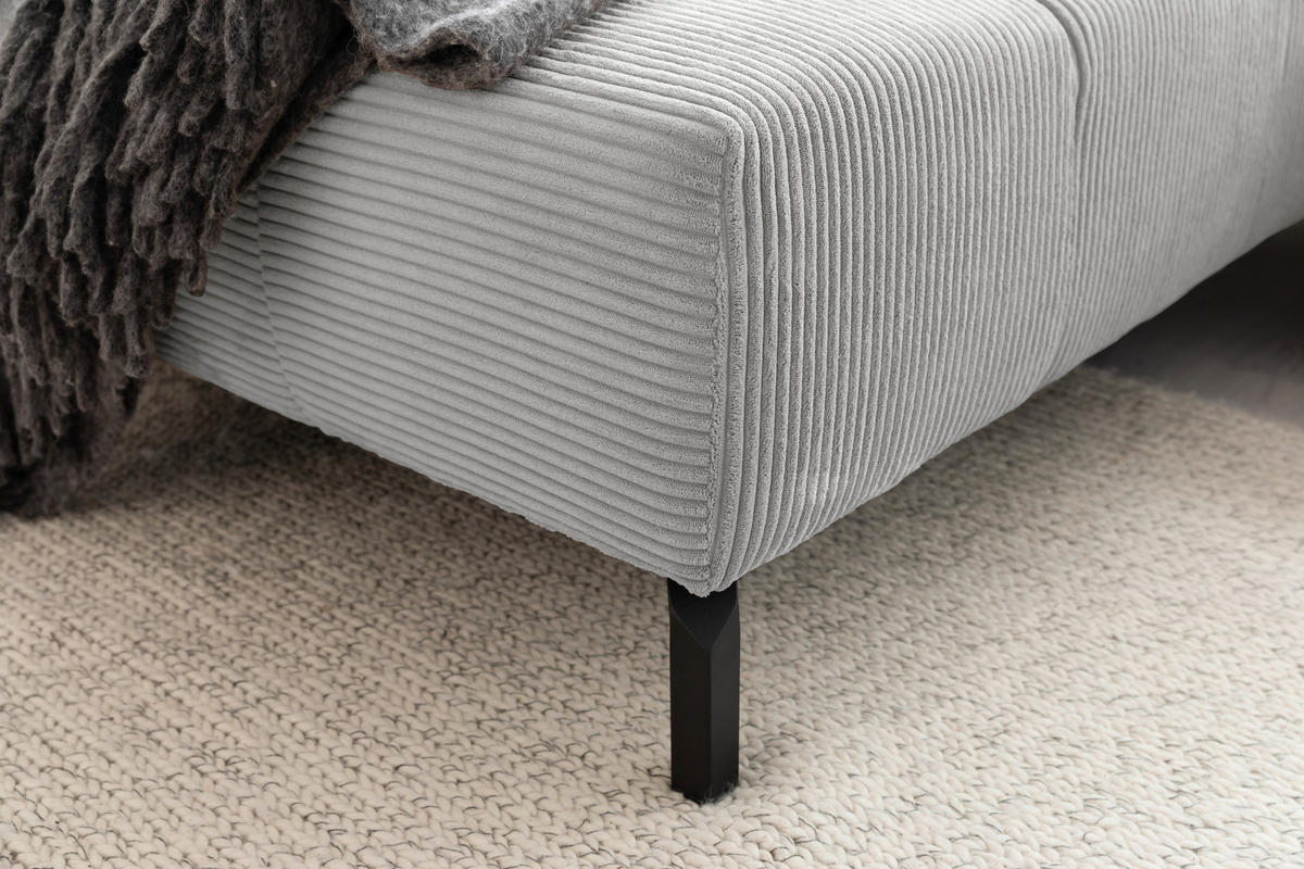 ECKSOFA in Cord Grau  - Schwarz/Grau, Design, Textil/Metall (216/321cm) - Hom`in