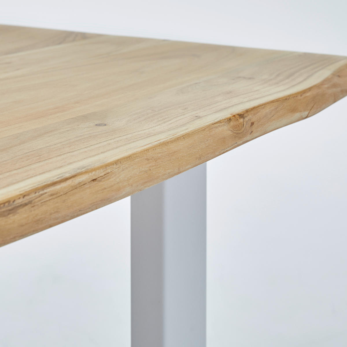 JEDÁLENSKÝ STÔL, akácia, biela, farba akácie, 160/90/76 cm - farba akácie/biela, Natur, kov/drevo (160/90/76cm) - Livetastic