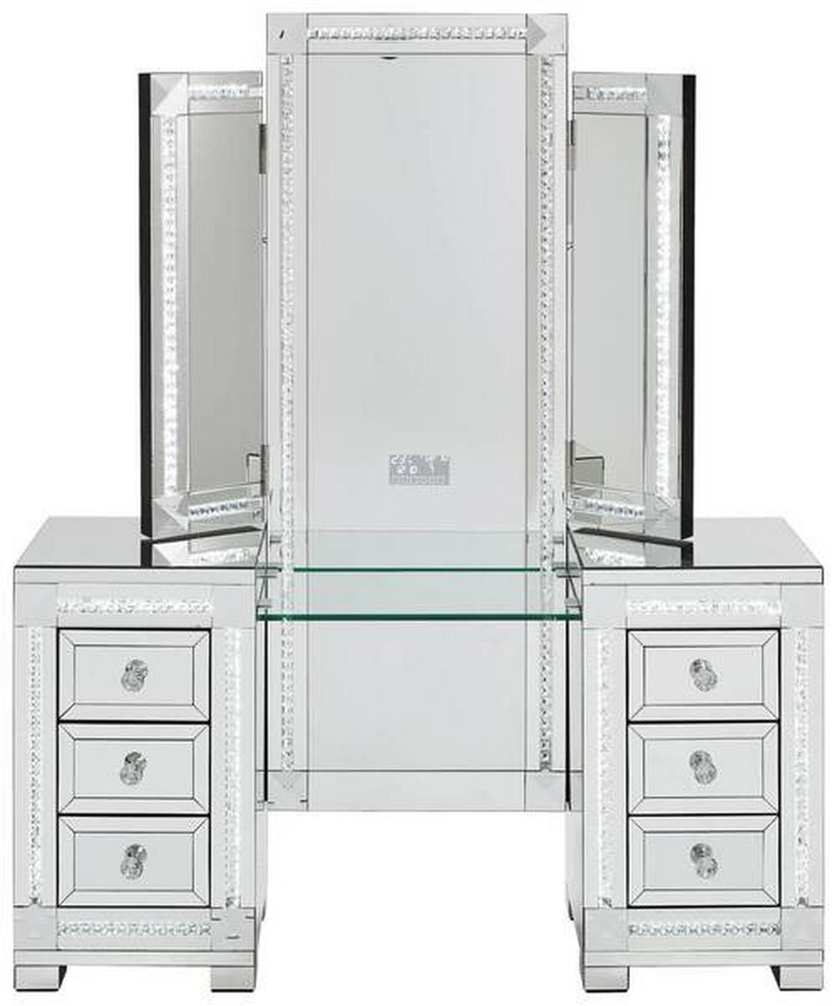 SMINKASZTAL ezüst  - ezüst/átlátszó, Design, faalapú anyag/Üveg (151/40,5/183cm) - Xora